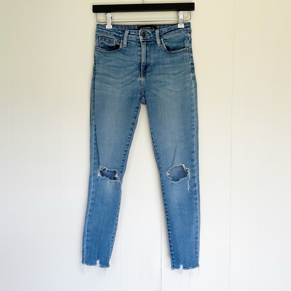 JUST BLACK Skinny Crop Raw Hem Distressed Jeans Size 26